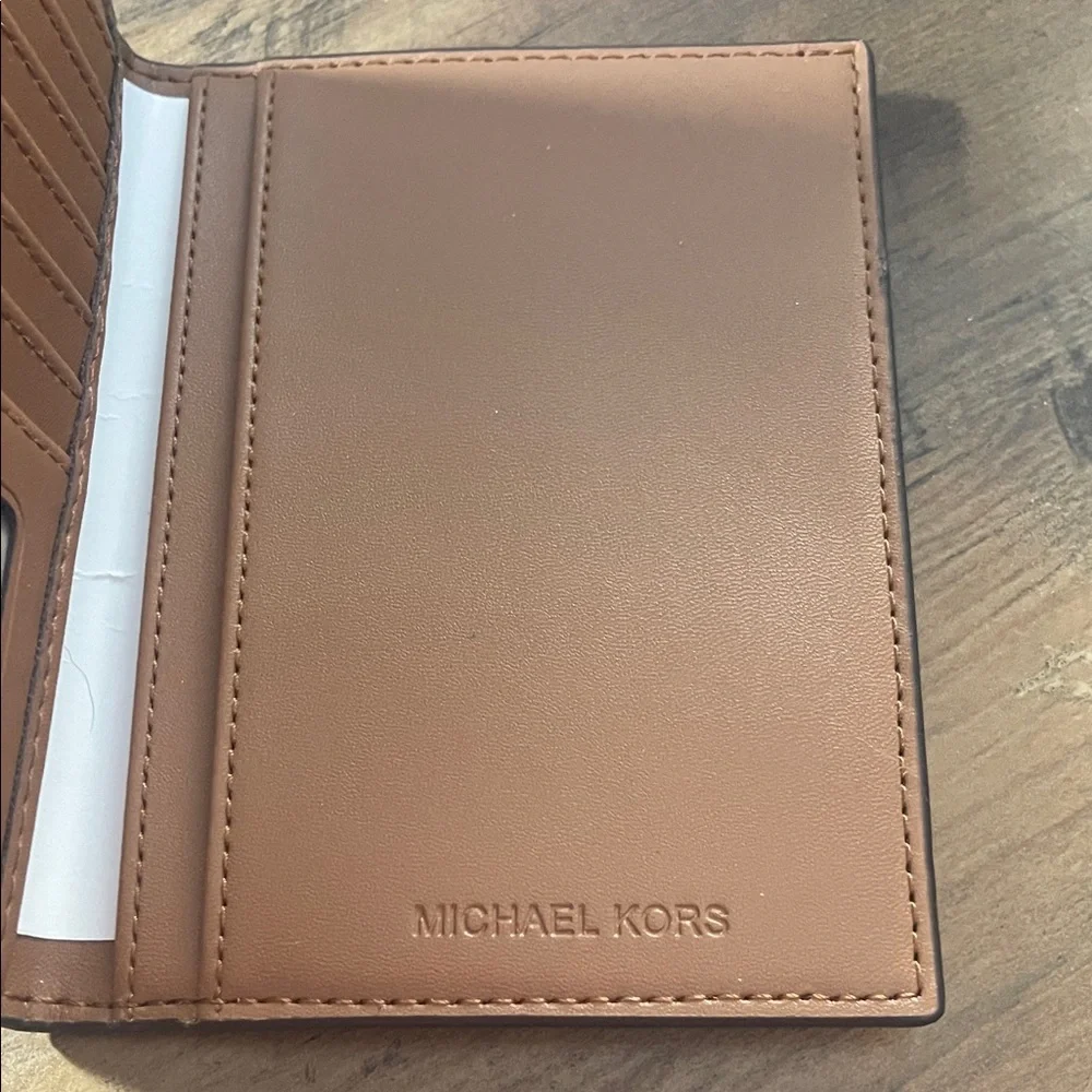 New Michael Kors Signature Brown Passport Cover and Card Holder